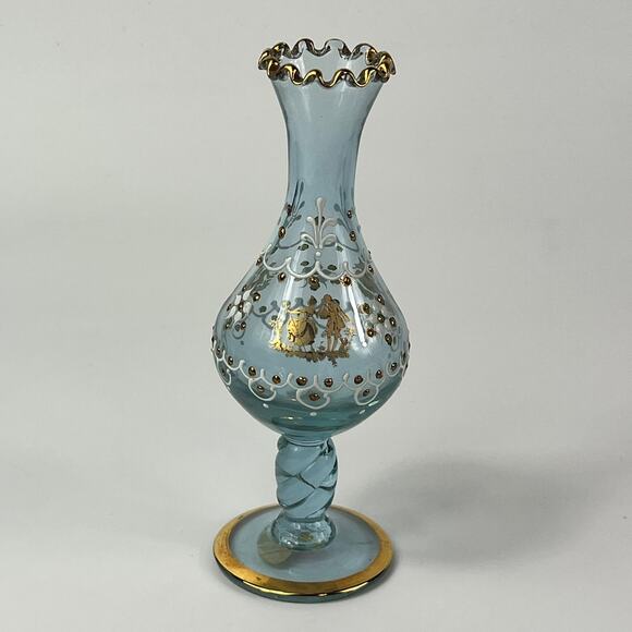 Venetian Murano Signed Bud Vase 24kt Gold 7" Hand Painted Mouthblown Fine Art - Picture 2 of 16